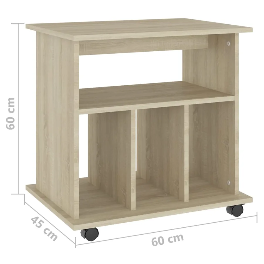 Armoire à roulettes Chêne sonoma 60x45x60 cm Bois d’ingénierie - 7