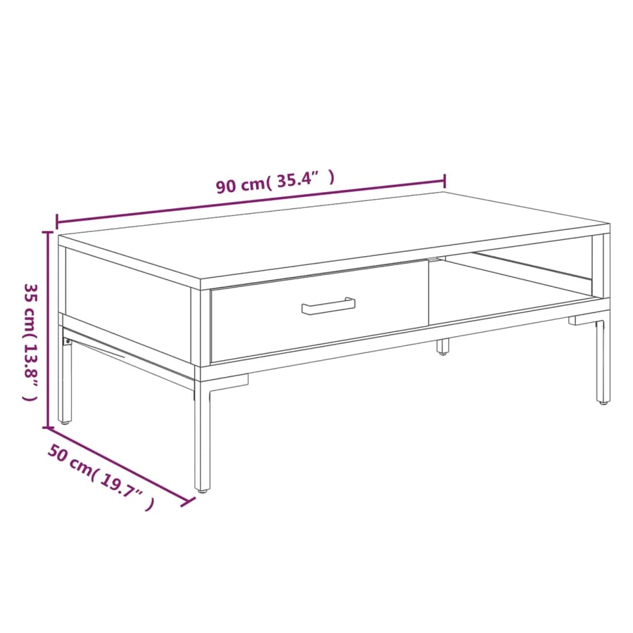 Table basse 90x50x35 cm Bois de pin massif - 9
