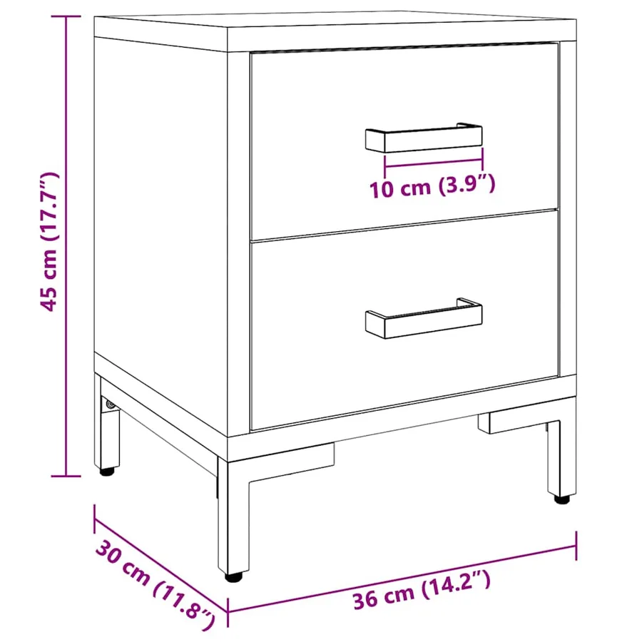 Tables de chevet 2 pcs Noir 36x30x45 cm Bois de pin massif - 11