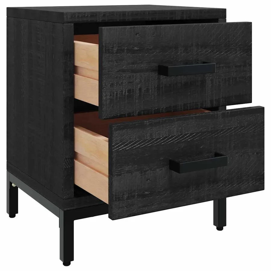 Tables de chevet 2 pcs Noir 36x30x45 cm Bois de pin massif - 4