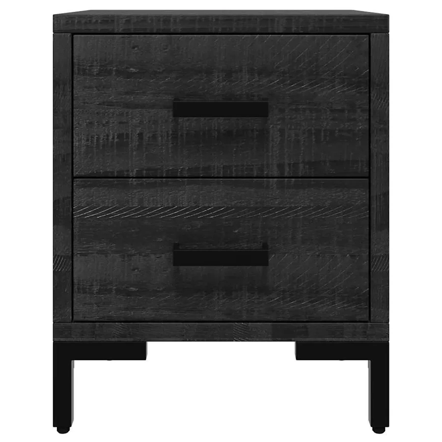 Tables de chevet 2 pcs Noir 36x30x45 cm Bois de pin massif - 5