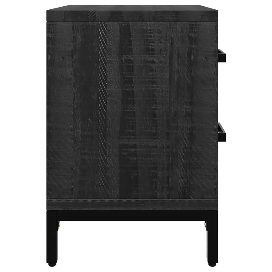 Tables de chevet 2 pcs Noir 36x30x45 cm Bois de pin massif - 6