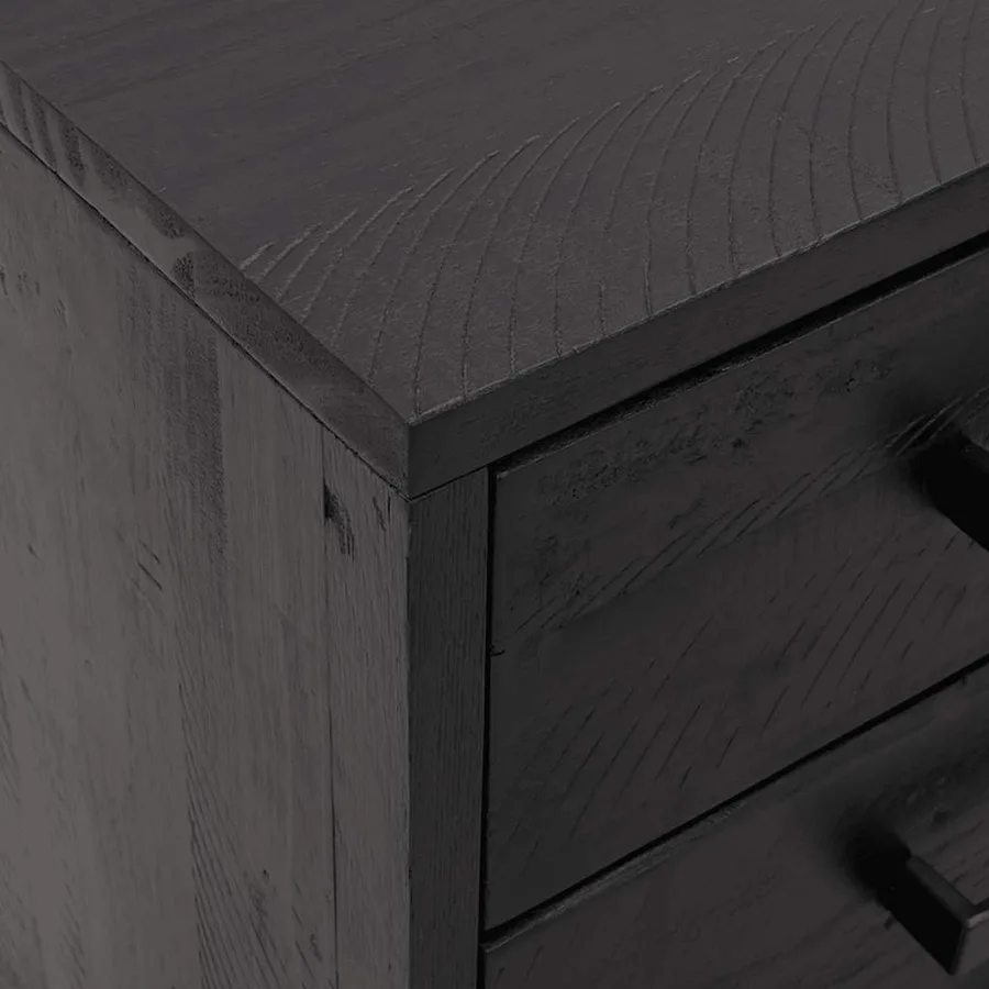 Tables de chevet 2 pcs Noir 36x30x45 cm Bois de pin massif - 9