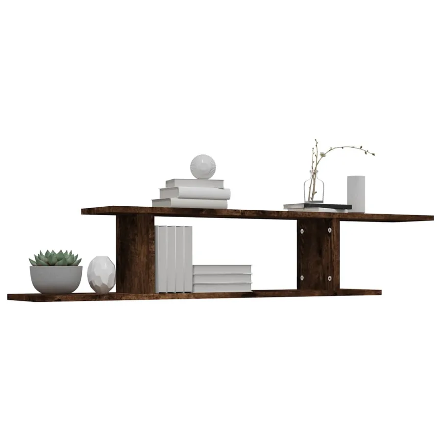 Étagère TV murale Chêne fumé 125x18x23 cm Bois d'ingénierie - 4