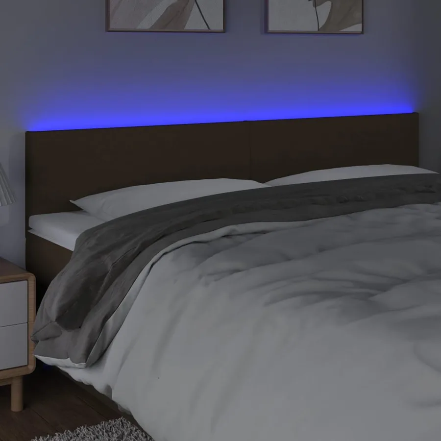 Tête de lit à LED Marron Foncé 160x5x78/88 cm Tissu - 3