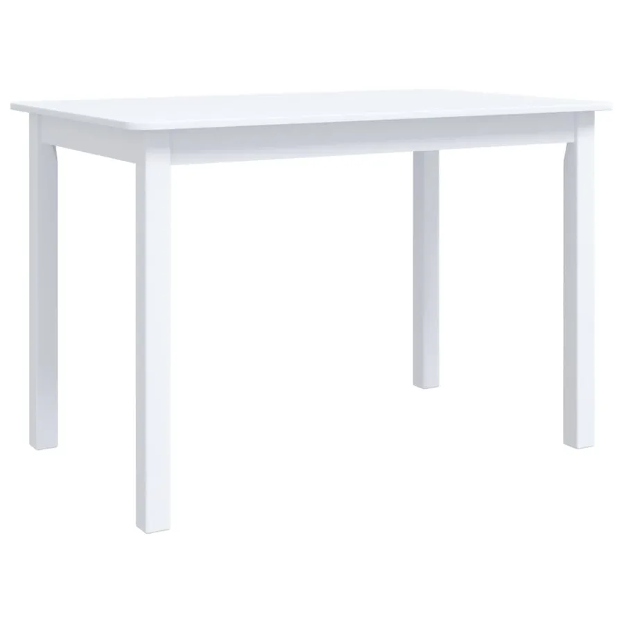 Table à manger Blanc 114x71x75 cm Bois d'hévéa massif - 2