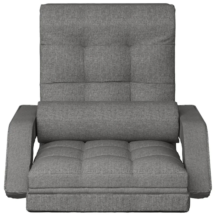 Chaise pliable de sol avec fonction de lit Gris clair Tissu - 3