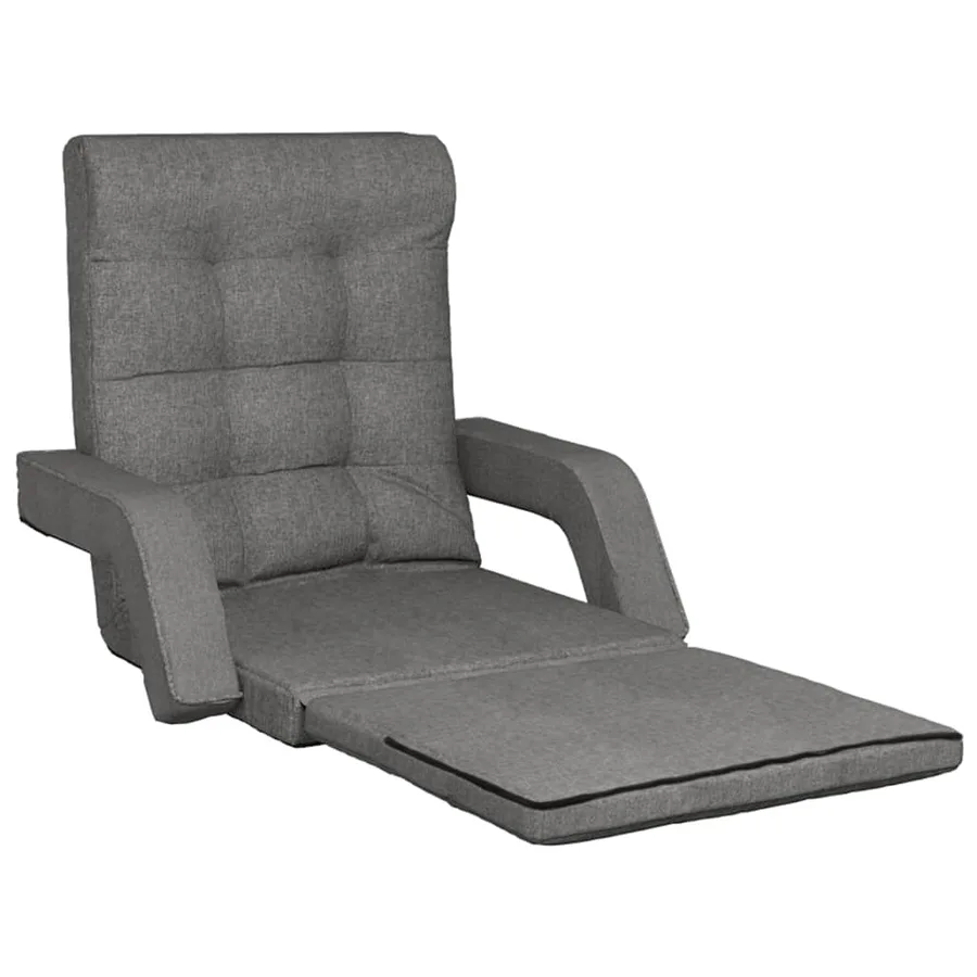 Chaise pliable de sol avec fonction de lit Gris clair Tissu - 5