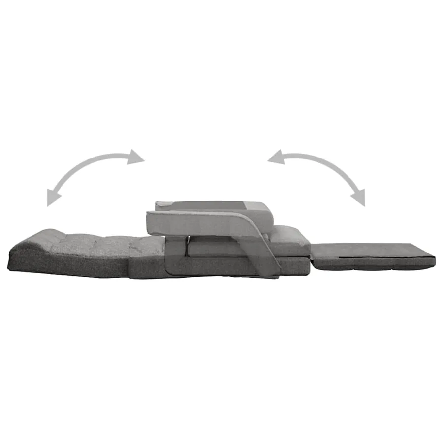 Chaise pliable de sol avec fonction de lit Gris clair Tissu - 6