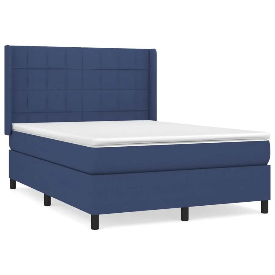 Sommier à lattes de lit avec matelas Bleu 140x190 cm Tissu - 2