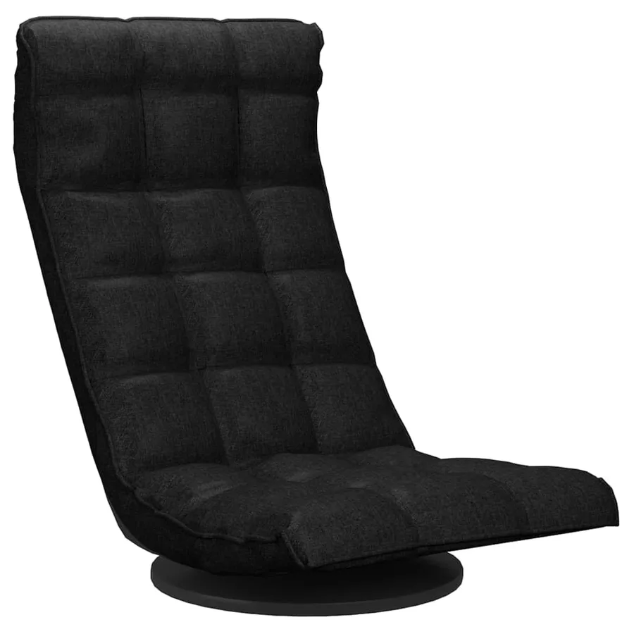 Chaise pivotante de sol Noir Tissu - 2