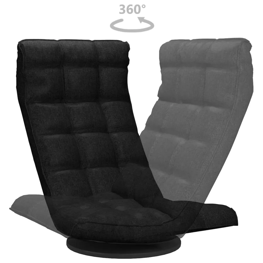 Chaise pivotante de sol Noir Tissu - 5
