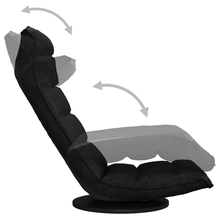 Chaise pivotante de sol Noir Tissu - 6