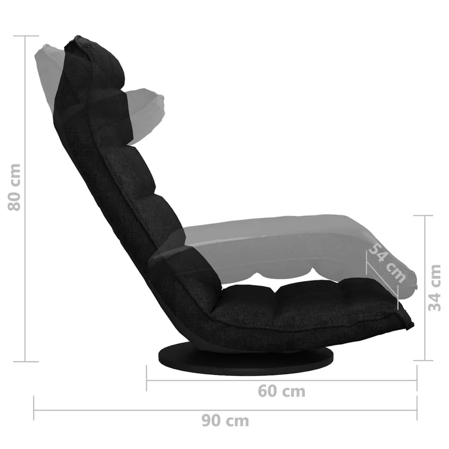 Chaise pivotante de sol Noir Tissu - 8
