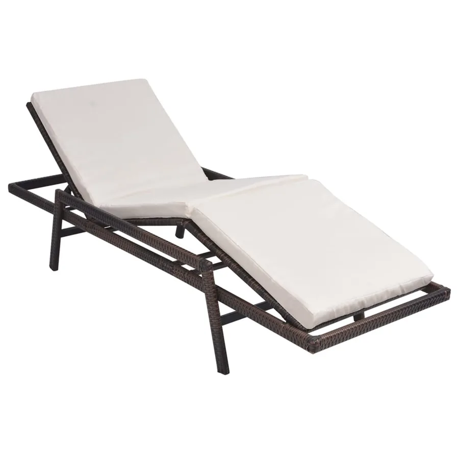 Chaise longue avec coussin Résine tressée Marron - 2
