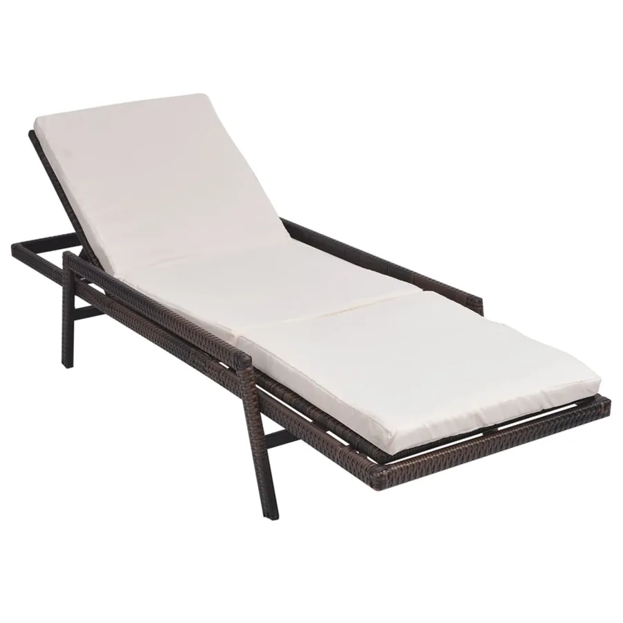 Chaise longue avec coussin Résine tressée Marron - 3
