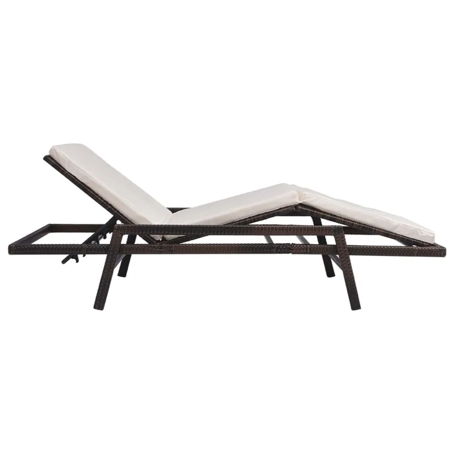 Chaise longue avec coussin Résine tressée Marron - 6