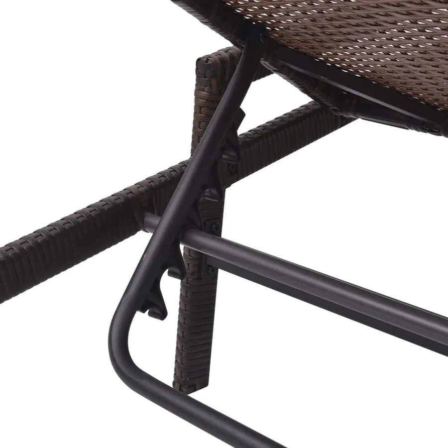 Chaise longue avec coussin Résine tressée Marron - 7