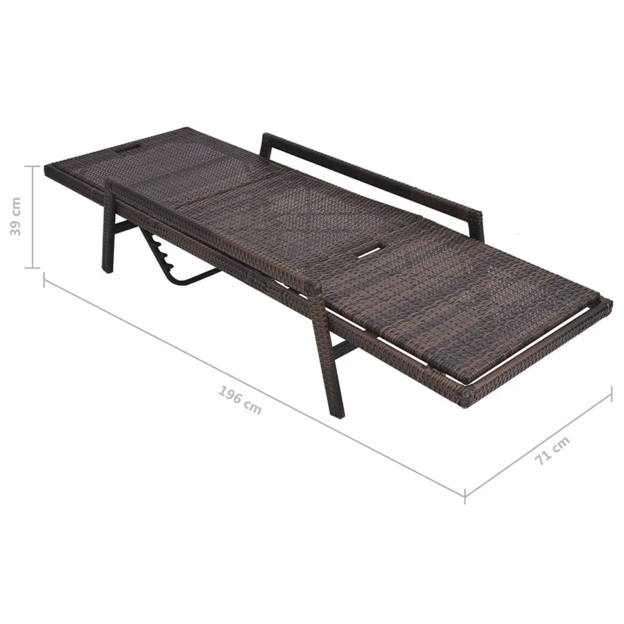 Chaise longue avec coussin Résine tressée Marron - 8