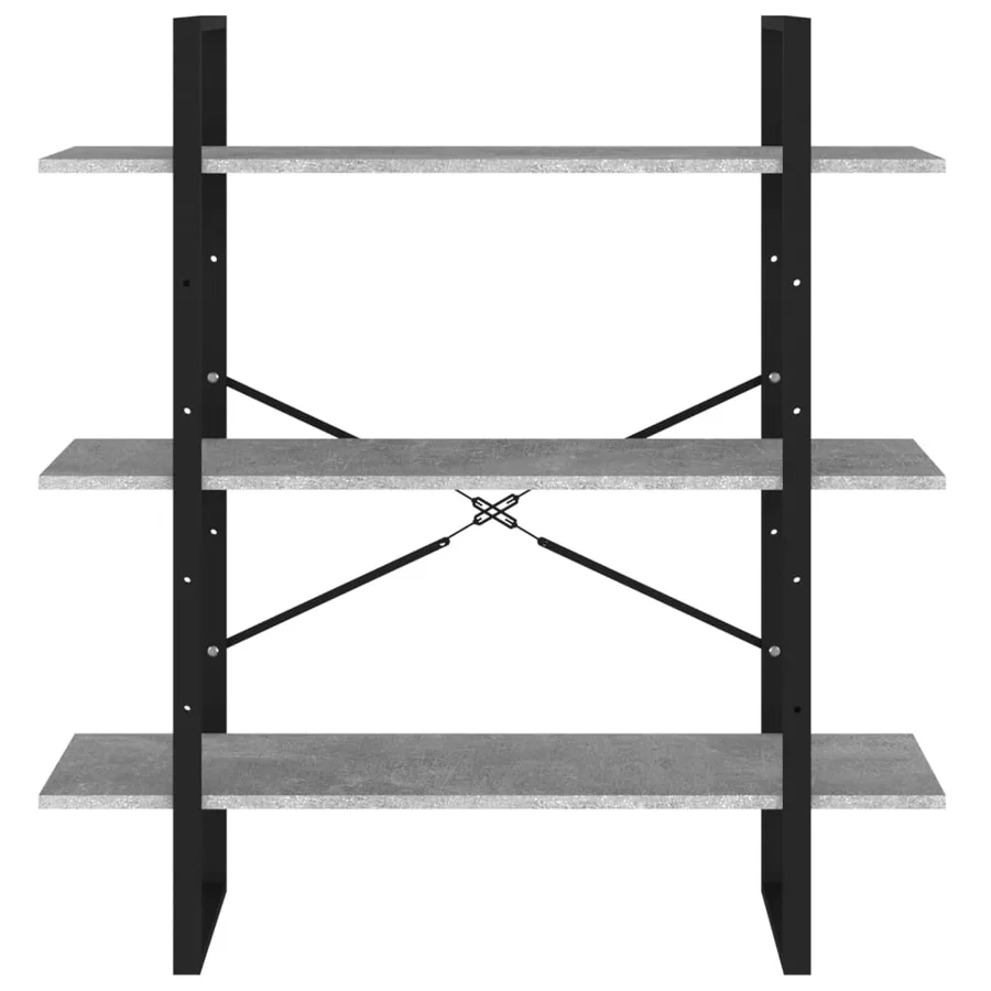 Bibliothèque gris béton 100x30x105 cm bois d'ingénierie - 5