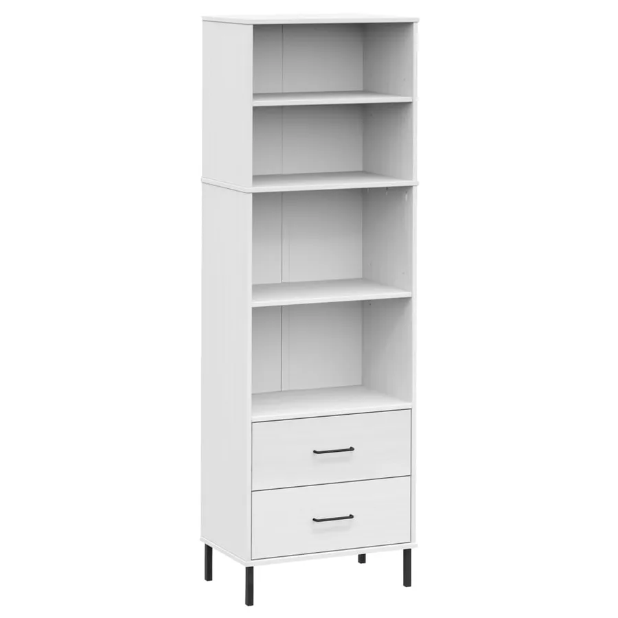 Bibliothèque à 2 tiroirs Blanc 60x35x180 cm Bois massif OSLO - 2
