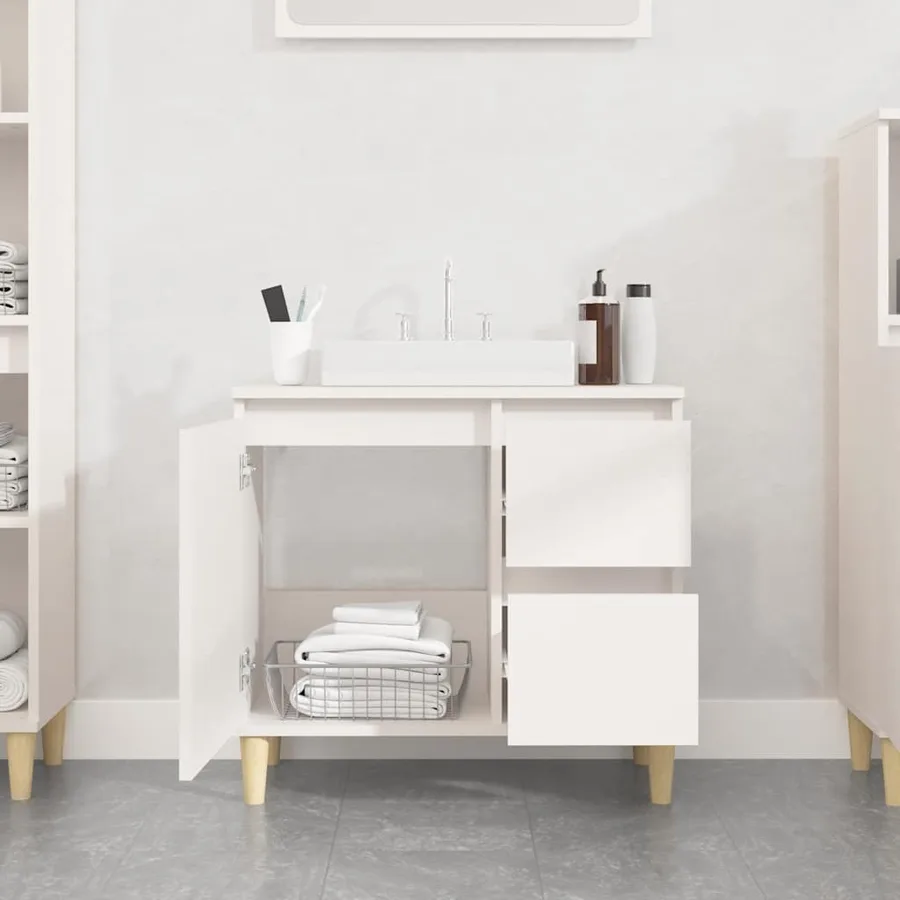 Armoire de salle de bain blanc 65x33x60 cm bois d'ingénierie - 3