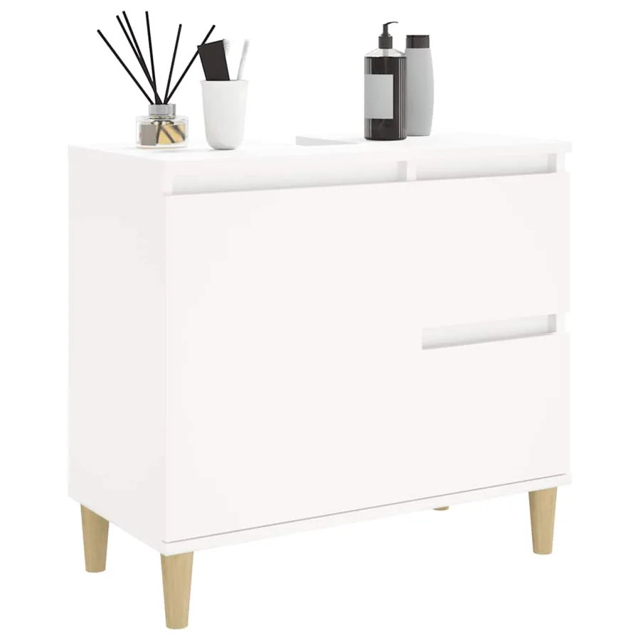 Armoire de salle de bain blanc 65x33x60 cm bois d'ingénierie - 4
