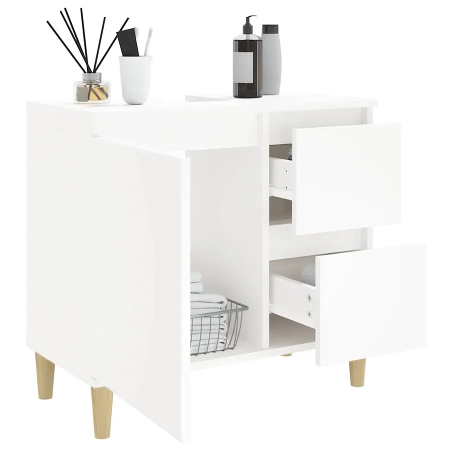 Armoire de salle de bain blanc 65x33x60 cm bois d'ingénierie - 5