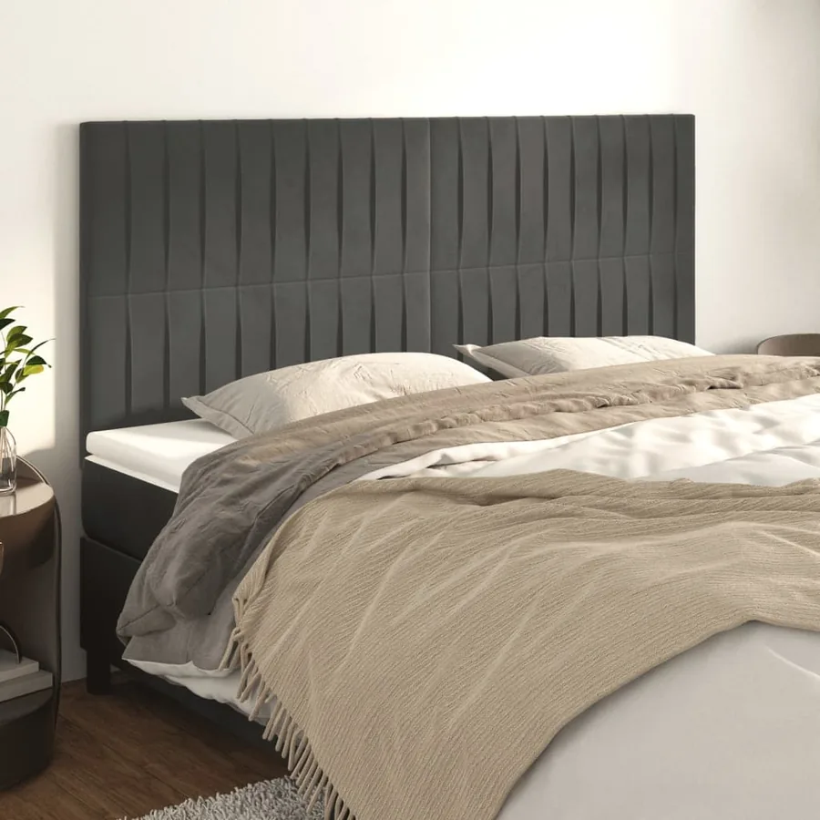 Tête de lit Gris foncé 200 x 5 x 118/128 cm Velours