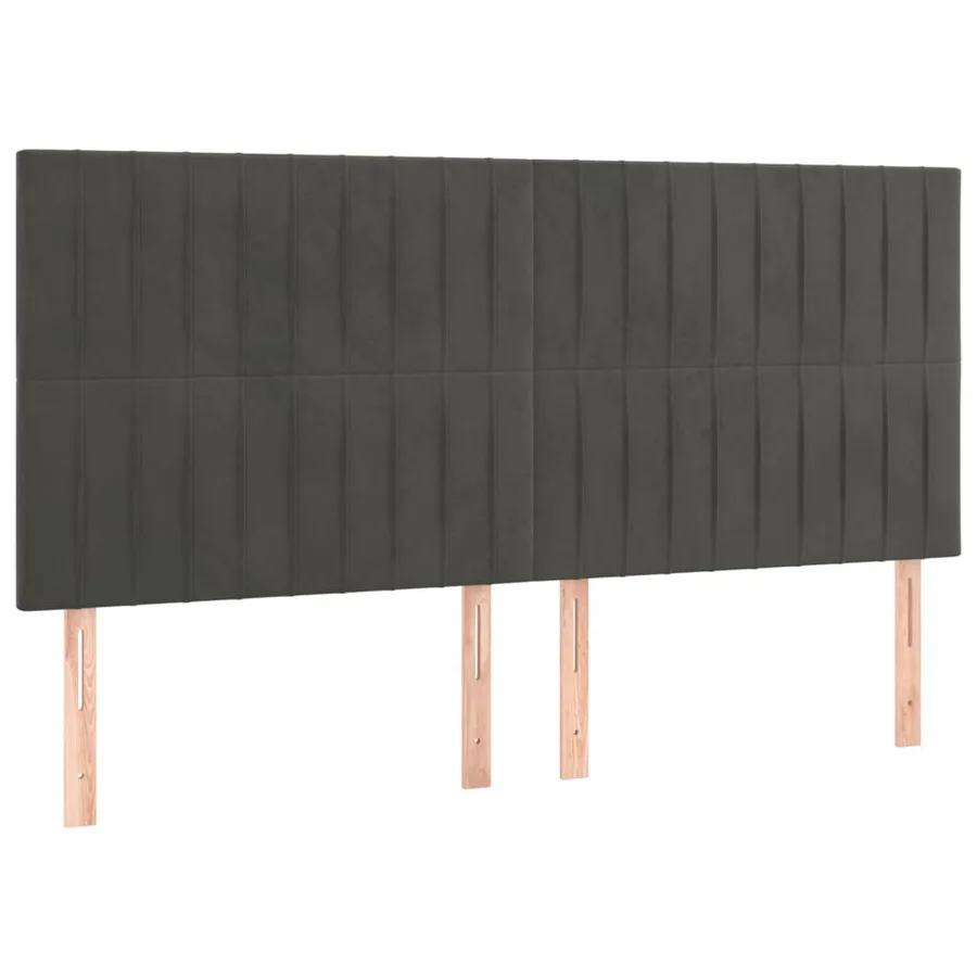 Tête de lit Gris foncé 200 x 5 x 118/128 cm Velours - 2