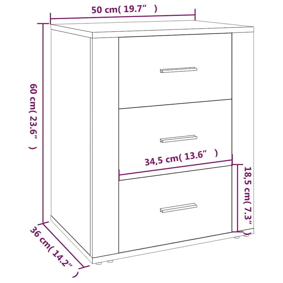 Table de chevet Blanc 50x36x60 cm Bois d'ingénierie - 10