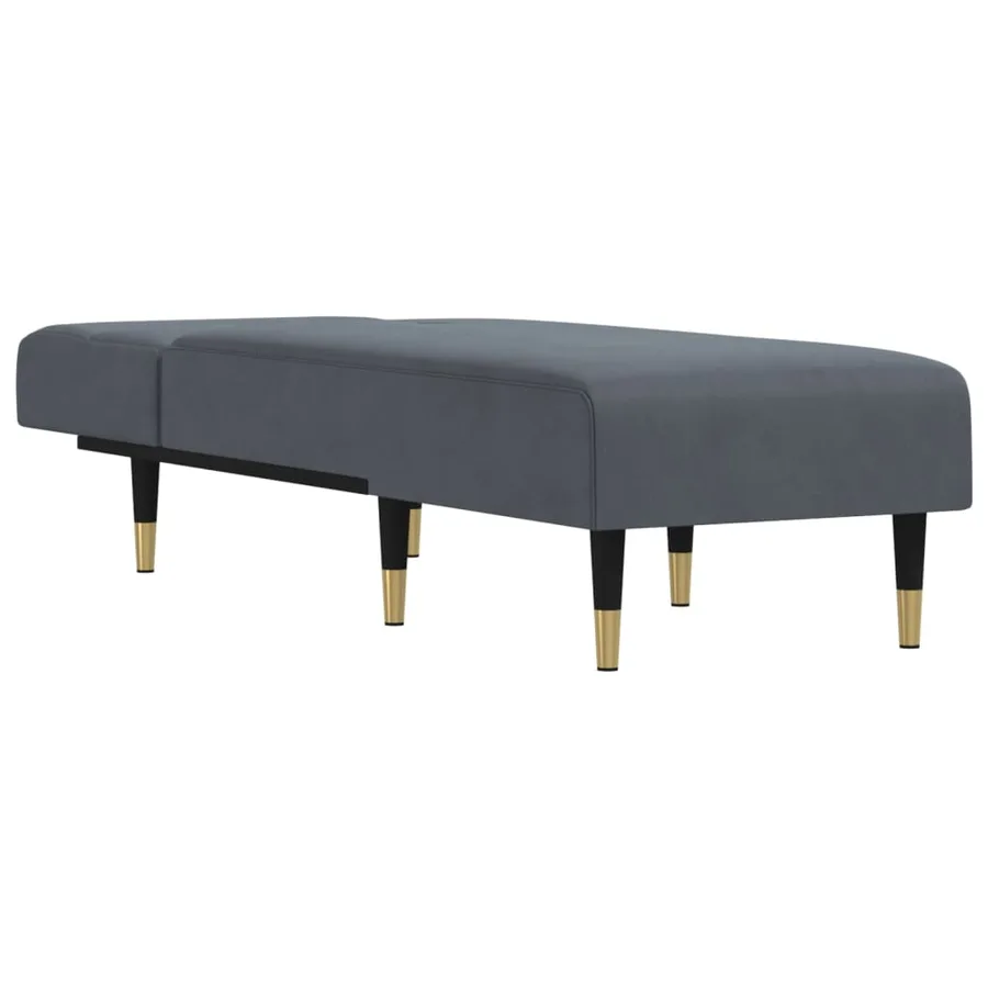 Chaise longue gris foncé velours - 3