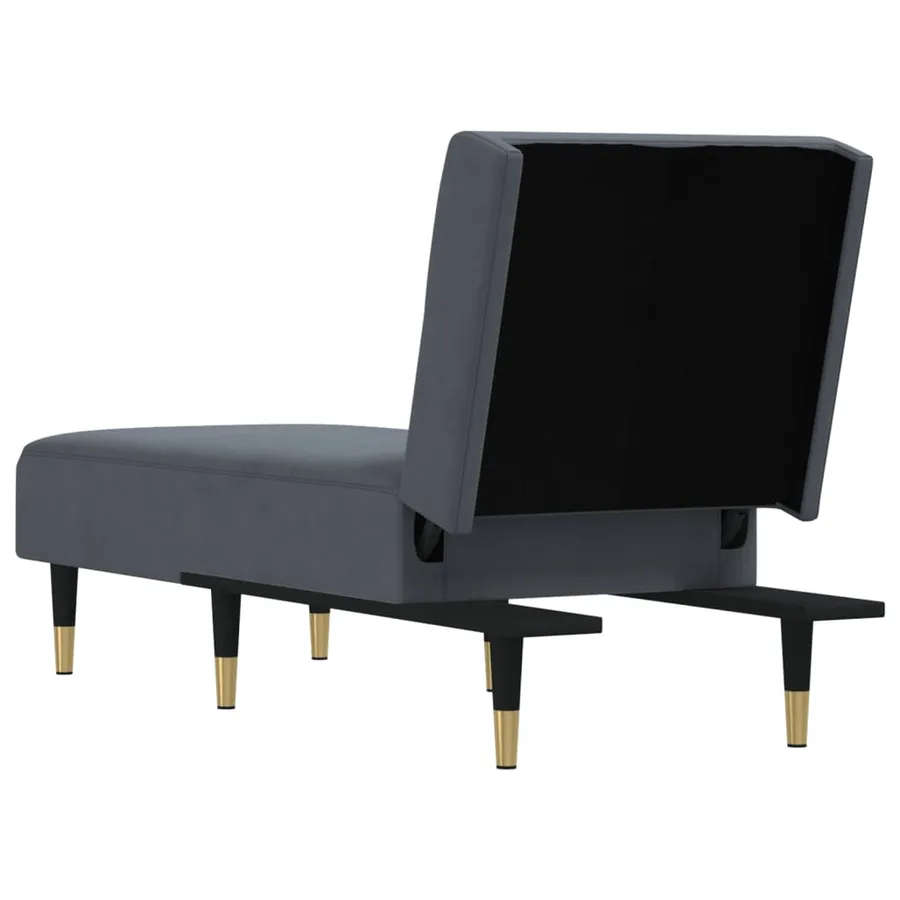 Chaise longue gris foncé velours - 5