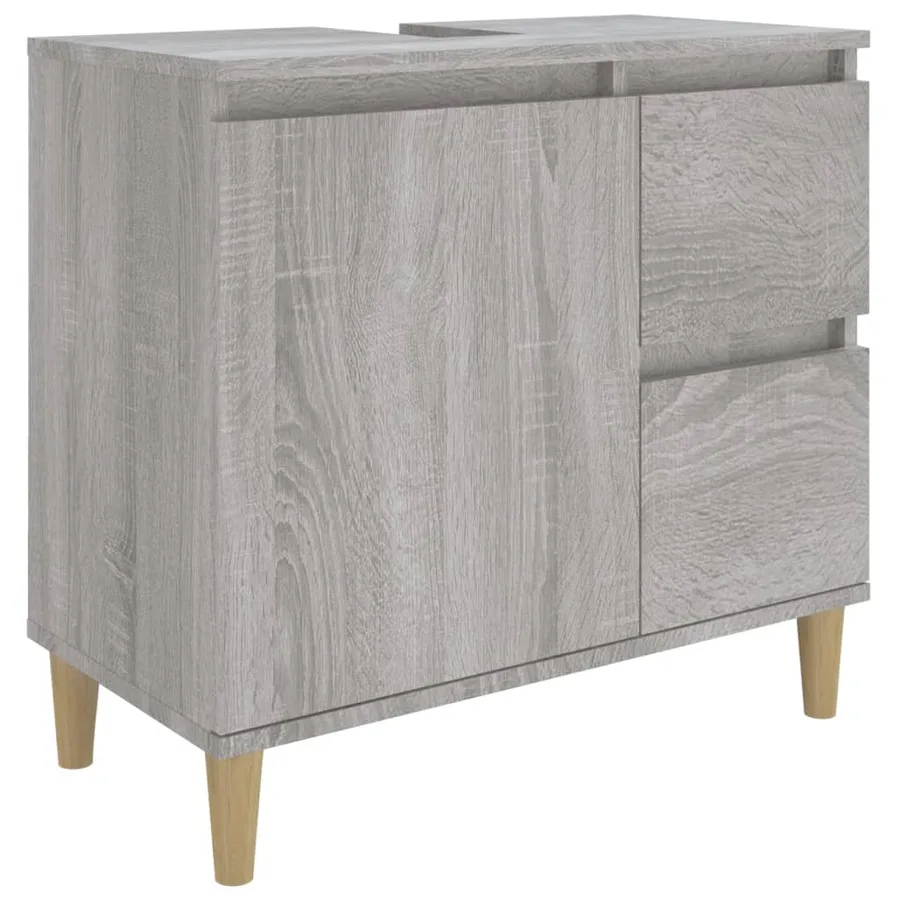 Ensemble d'armoires de salle de bain 3 pcs sonoma gris - 5