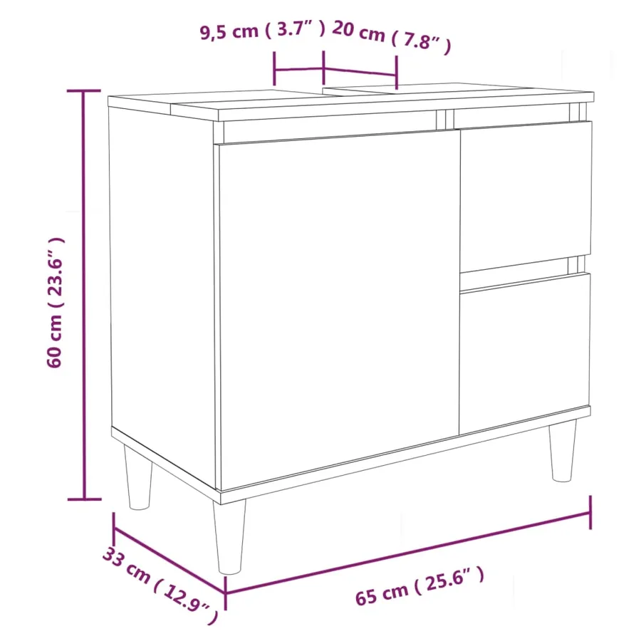 Ensemble d'armoires de salle de bain 3 pcs sonoma gris - 9