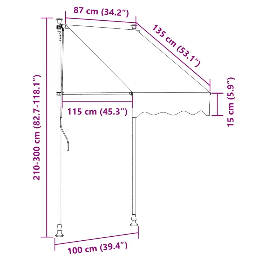 Auvent rétractable manuel 100 cm Rayures bleues et blanches - 10