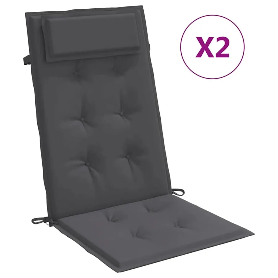 Coussins de chaise à dossier haut lot de 2 anthracite - 2