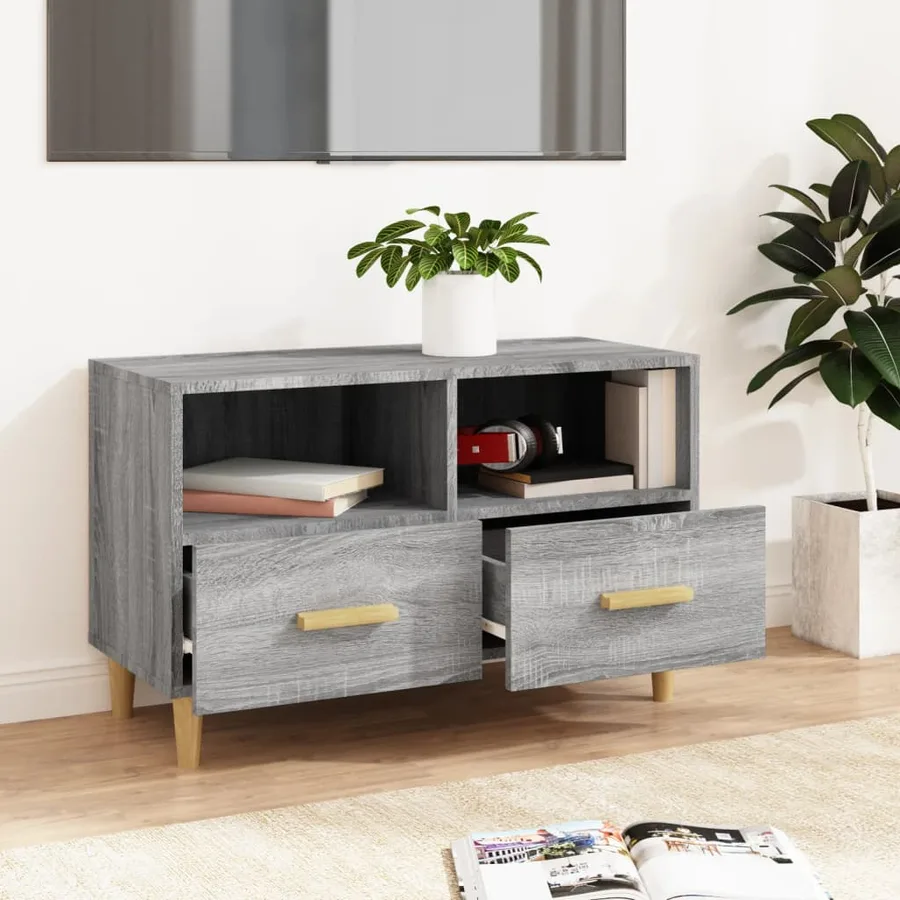 Meuble TV Sonoma gris 80x36x50 cm Bois d'ingénierie - 3
