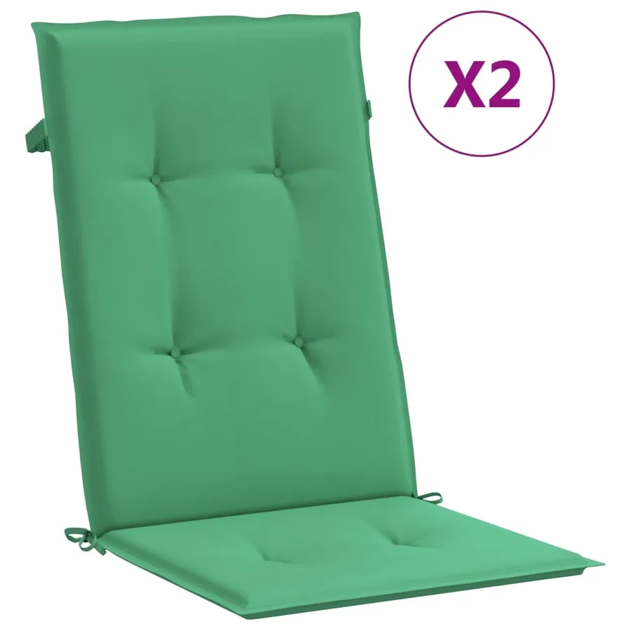 Coussins de chaise de jardin à dossier haut lot de 2 vert tissu - 2