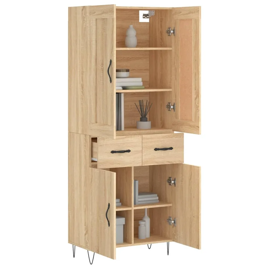 Buffet haut Chêne sonoma 69,5x34x180 cm Bois d'ingénierie - 3