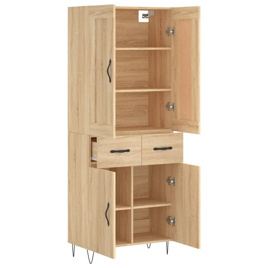 Buffet haut Chêne sonoma 69,5x34x180 cm Bois d'ingénierie - 4