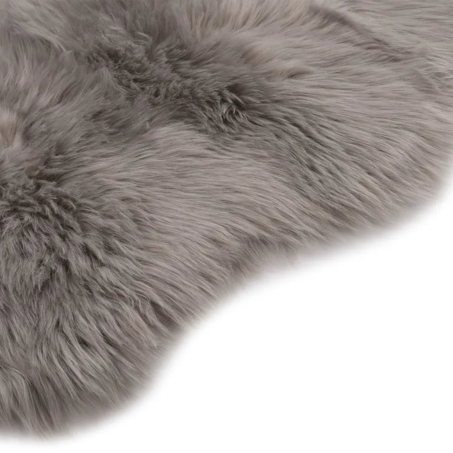 Tapis 60 x 90 cm Peau de mouton synthétique Gris clair - 2