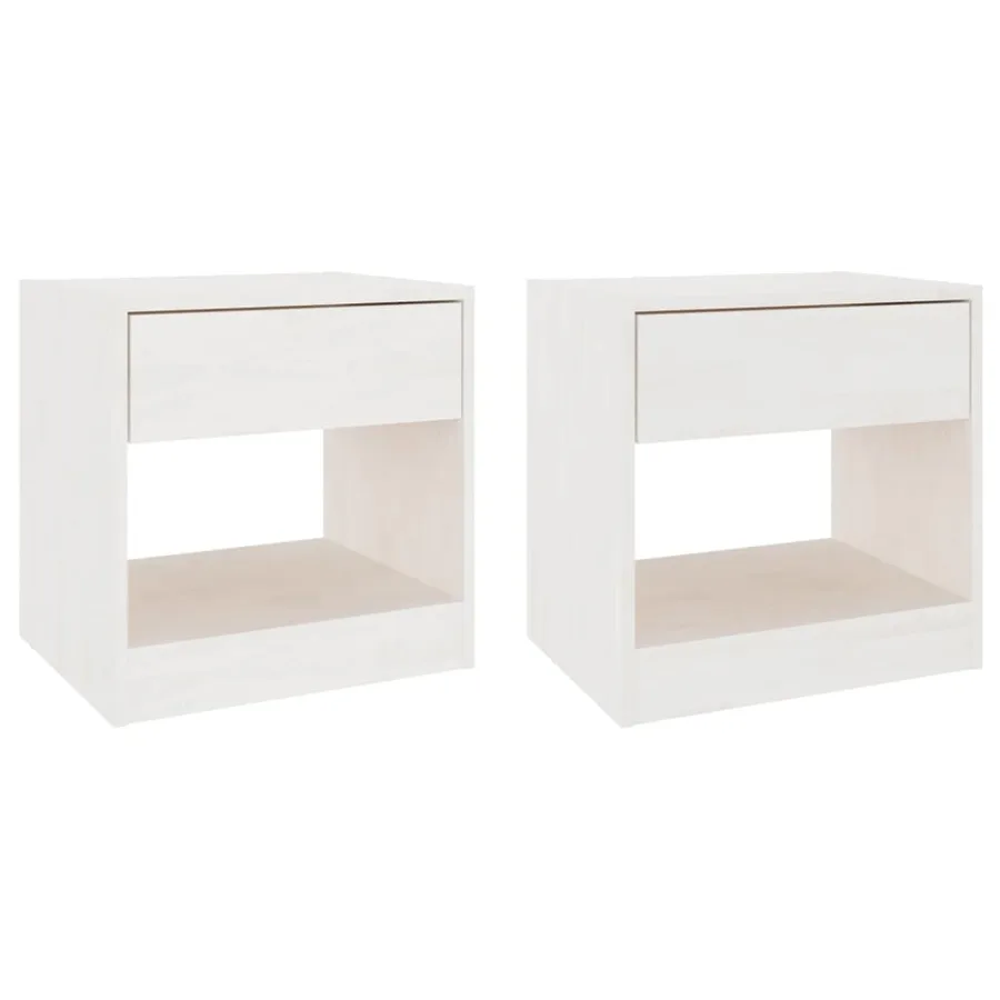 Tables de chevet 2 pcs Blanc 40x31x40 cm Bois de pin massif - 2