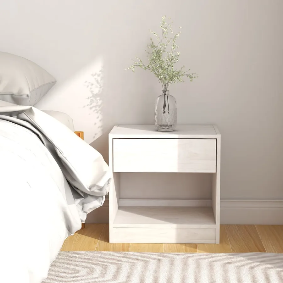 Tables de chevet 2 pcs Blanc 40x31x40 cm Bois de pin massif - 3