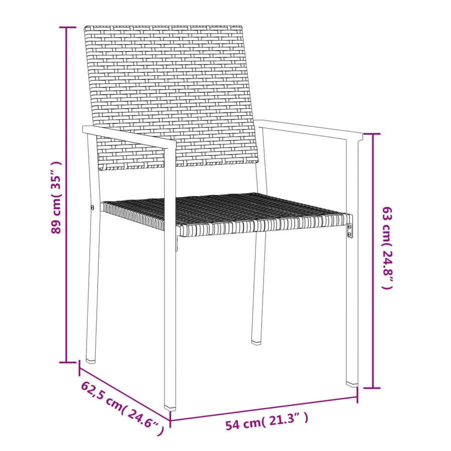 Ensemble à manger de jardin 3 pcs résine tressée acier - 9