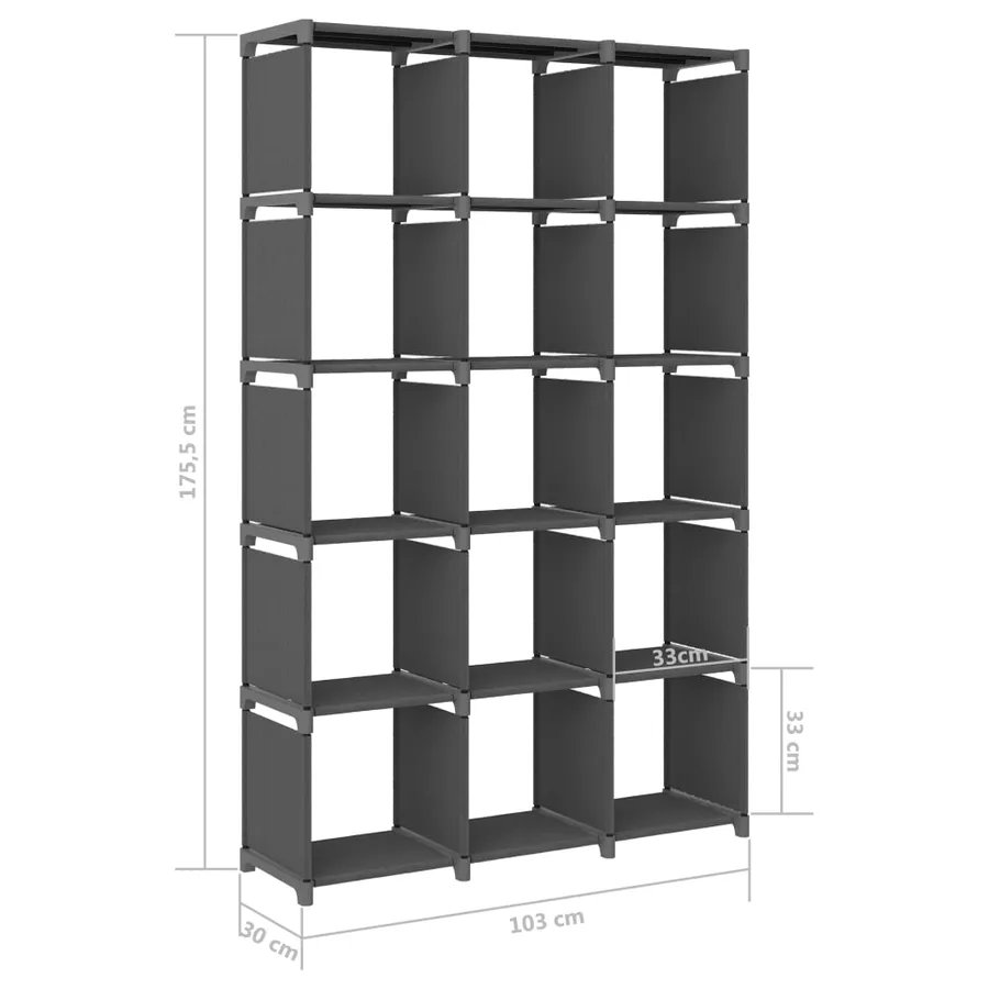 Étagère d'affichage 15 cubes Gris 103x30x175,5 cm Tissu - 8