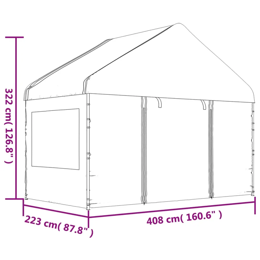 Belvédère avec toit blanc 11,15x4,08x3,22 m polyéthylène - 8