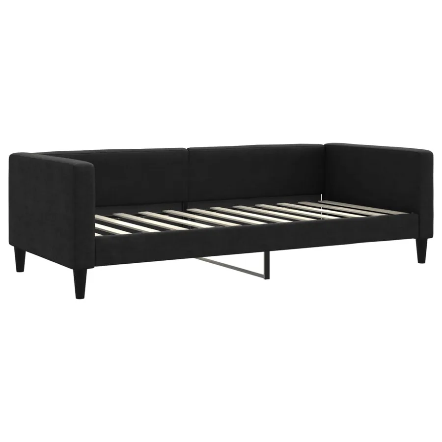 Lit de jour avec matelas noir 90x200 cm tissu - 3