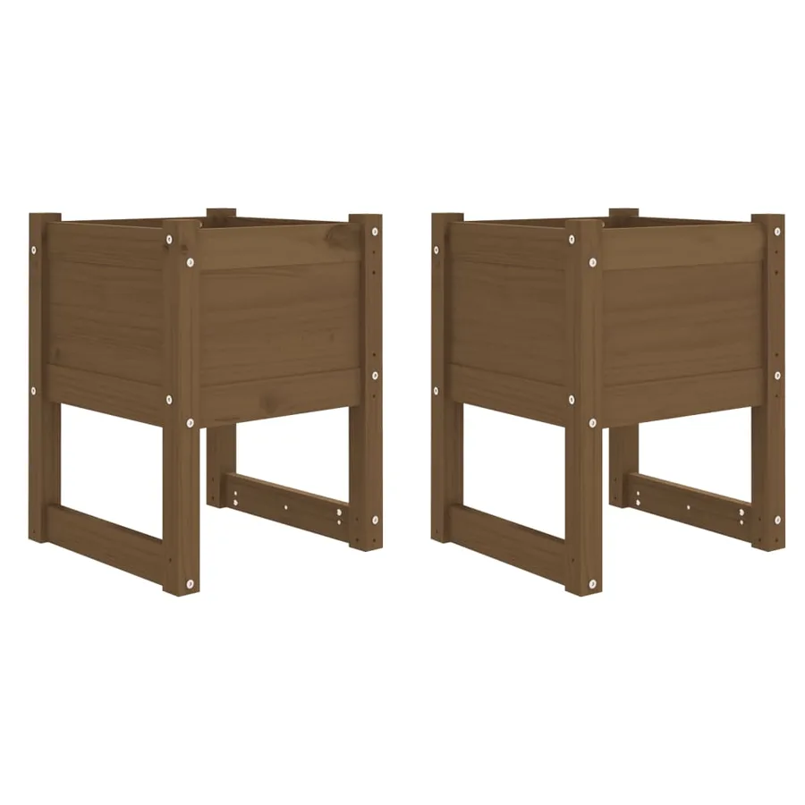 Jardinières 2 pcs Marron miel 40x40x52,5 cm Bois massif de pin - 2