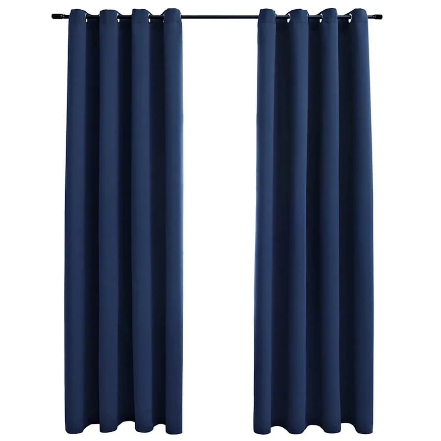 Rideaux occultants avec anneaux en métal 2 pcs Bleu 140x225 cm - 2